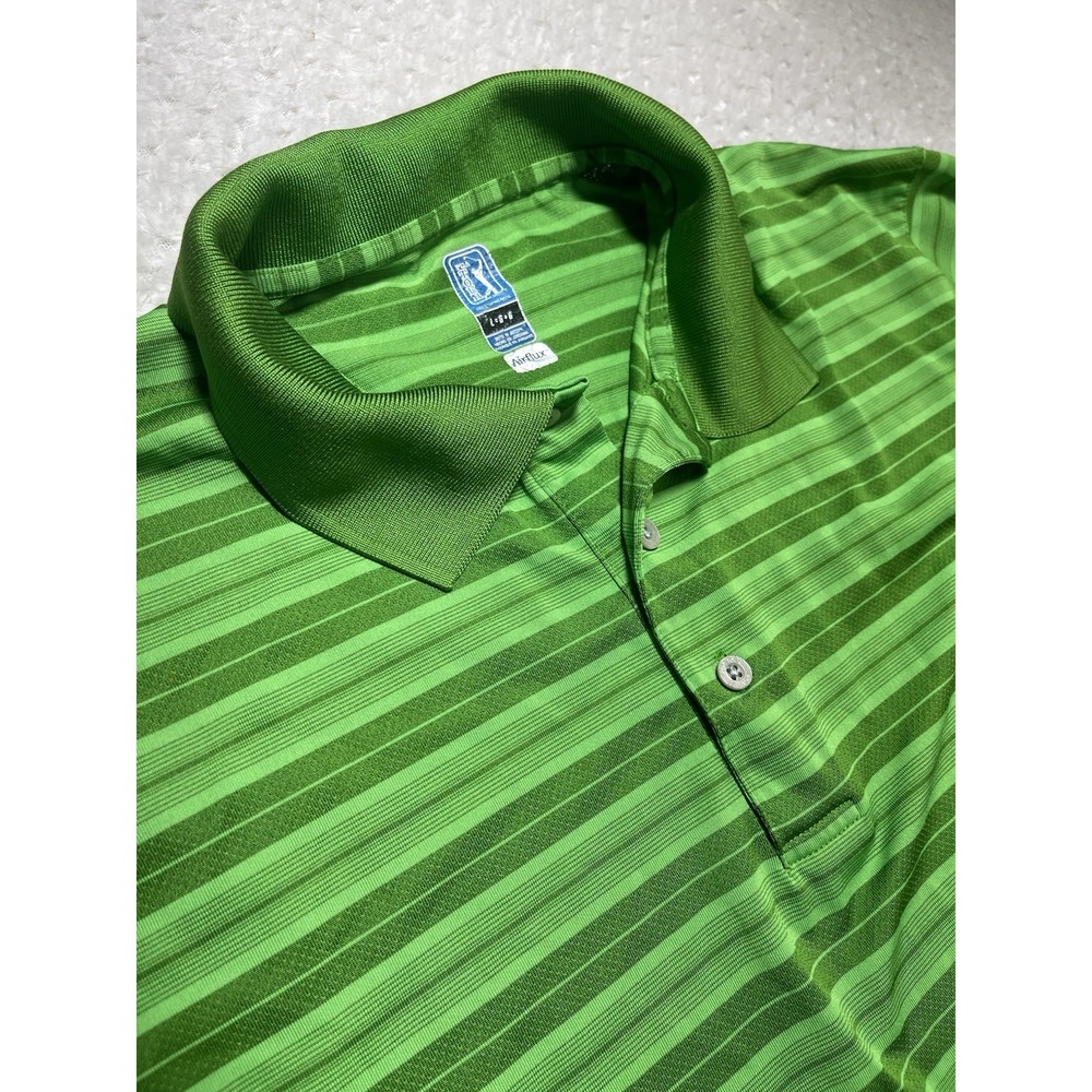 PGA Tour Polo Shirt Men's L Green Short Sleeves Air Flux Golf Athletic Sport